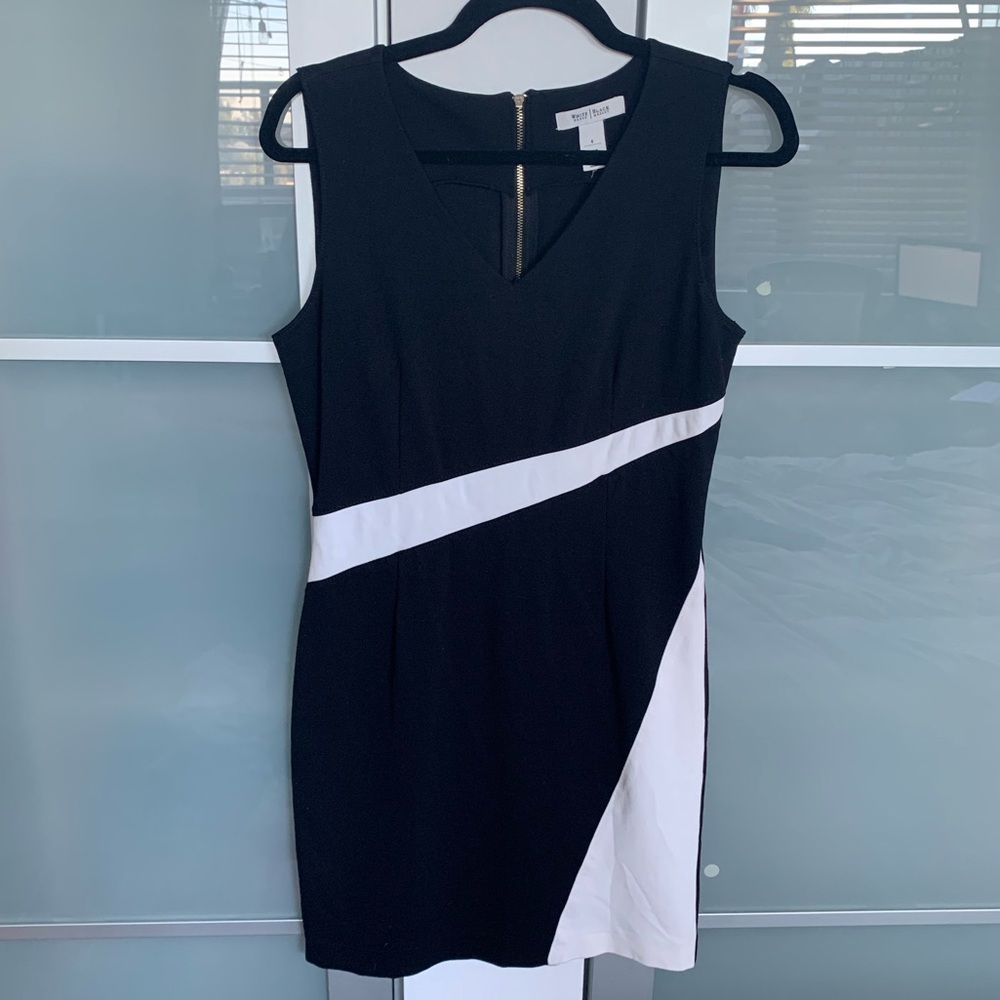 White House Black Market Sleeveless Colorblock Dress, Black & White